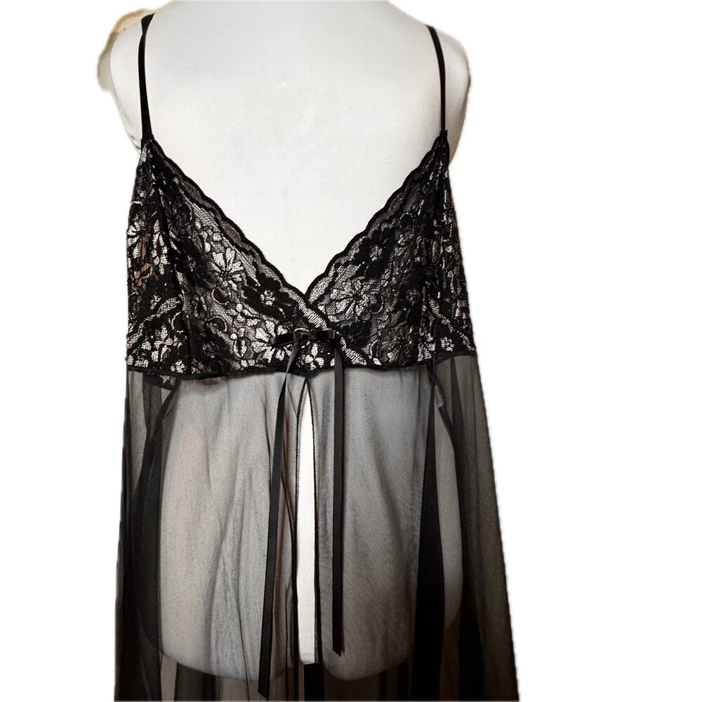 NEW Petra Fashions Vintage Lingerie Sheer Black Teddy Nightgown & Panties 2X